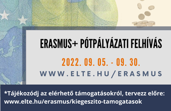 Erasmus+ pótpályázati felhívás a 2022/23-as tavaszi félévre!